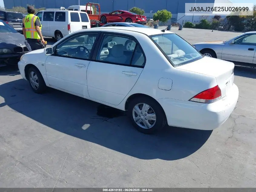 2005 Mitsubishi Lancer Es VIN: JA3AJ26E25U026999 Lot: 42610193
