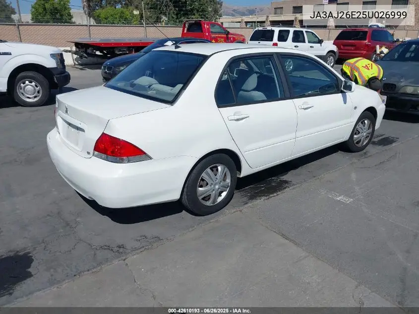 2005 Mitsubishi Lancer Es VIN: JA3AJ26E25U026999 Lot: 42610193