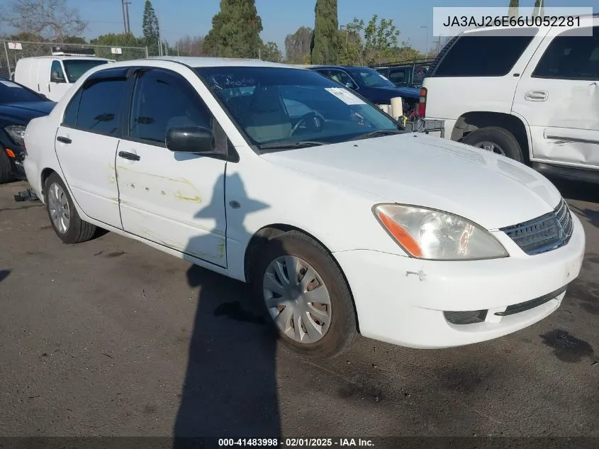 2006 Mitsubishi Lancer Es/Se VIN: JA3AJ26E66U052281 Lot: 41483998