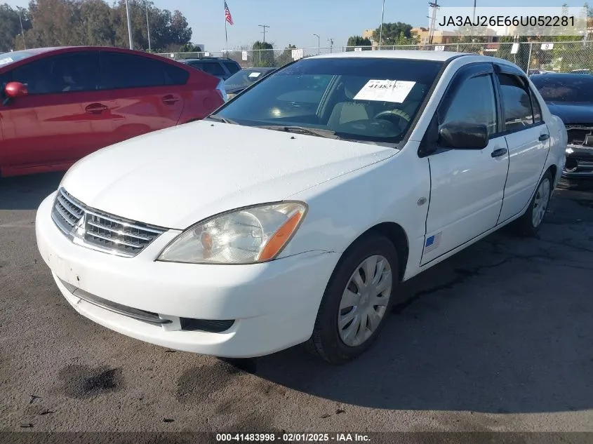 2006 Mitsubishi Lancer Es/Se VIN: JA3AJ26E66U052281 Lot: 41483998