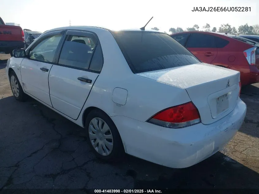 2006 Mitsubishi Lancer Es/Se VIN: JA3AJ26E66U052281 Lot: 41483998