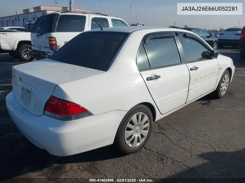 2006 Mitsubishi Lancer Es/Se VIN: JA3AJ26E66U052281 Lot: 41483998