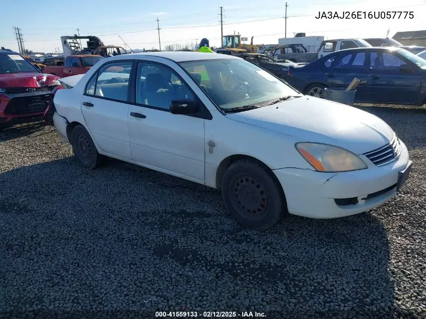 2006 Mitsubishi Lancer Es/Se VIN: JA3AJ26E16U057775 Lot: 41559133