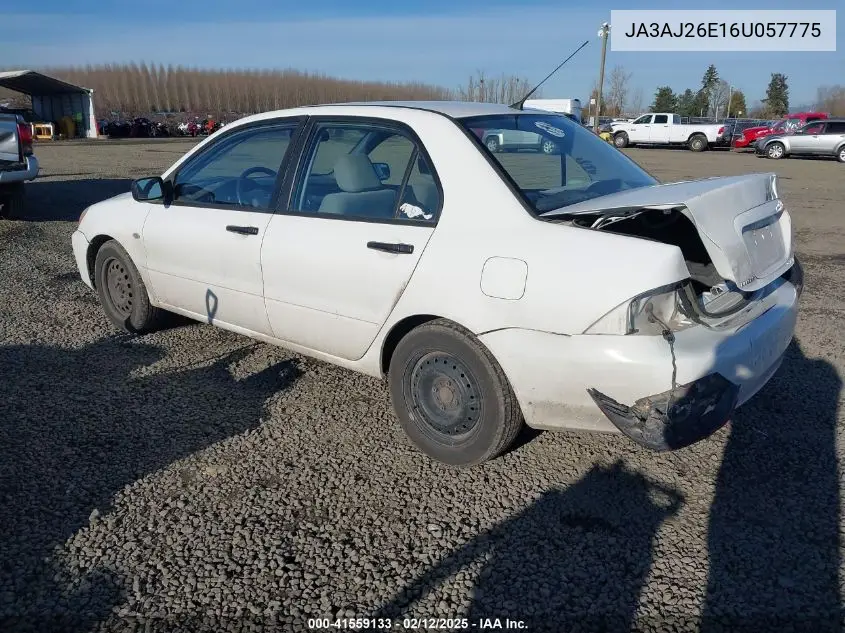 2006 Mitsubishi Lancer Es/Se VIN: JA3AJ26E16U057775 Lot: 41559133