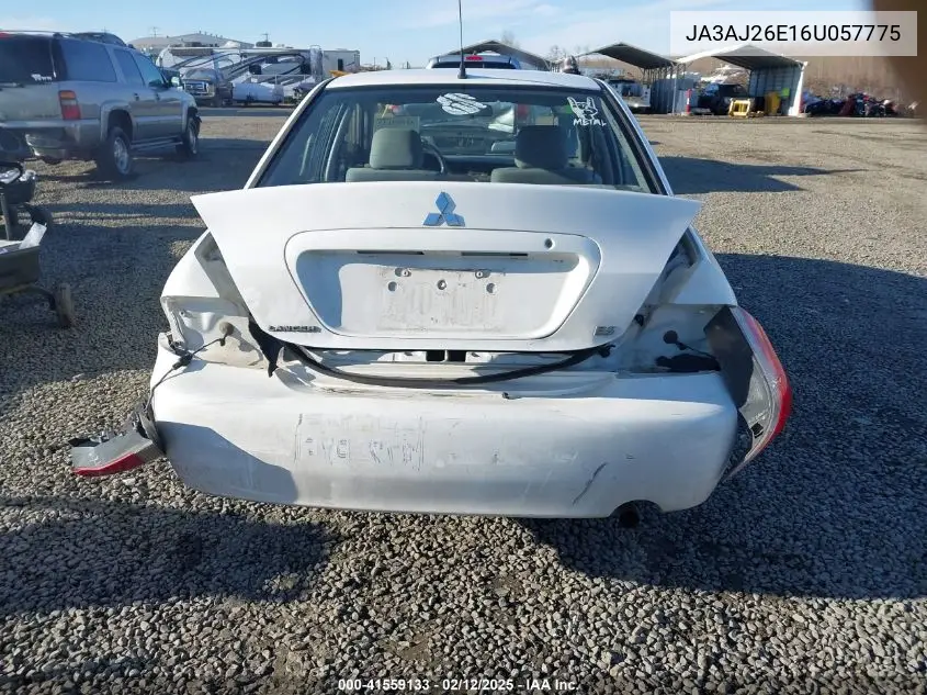 2006 Mitsubishi Lancer Es/Se VIN: JA3AJ26E16U057775 Lot: 41559133