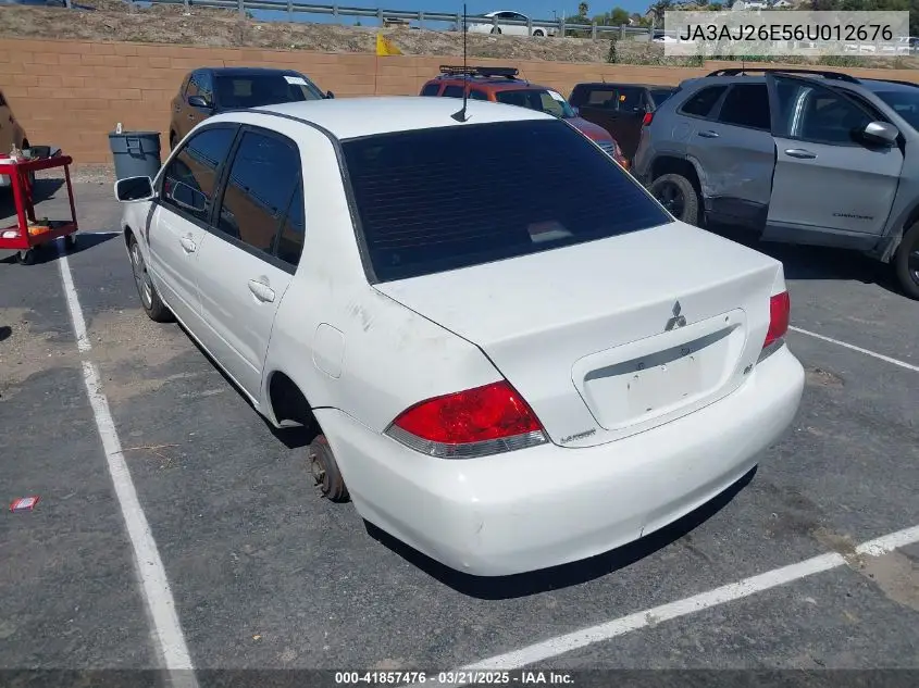 2006 Mitsubishi Lancer Es/Se VIN: JA3AJ26E56U012676 Lot: 41857476