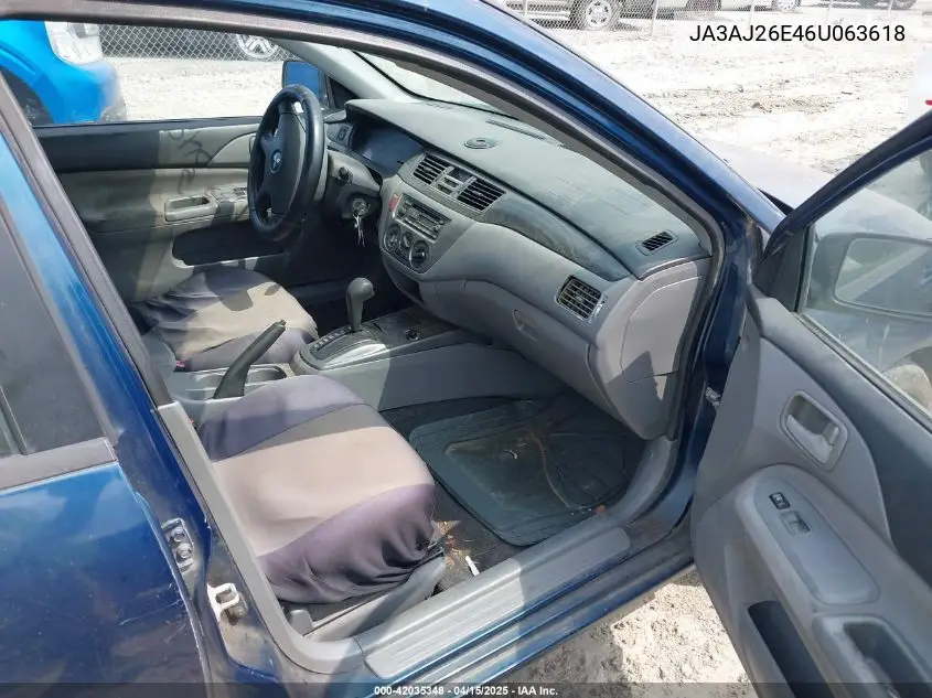 2006 Mitsubishi Lancer Es/Se VIN: JA3AJ26E46U063618 Lot: 42035348