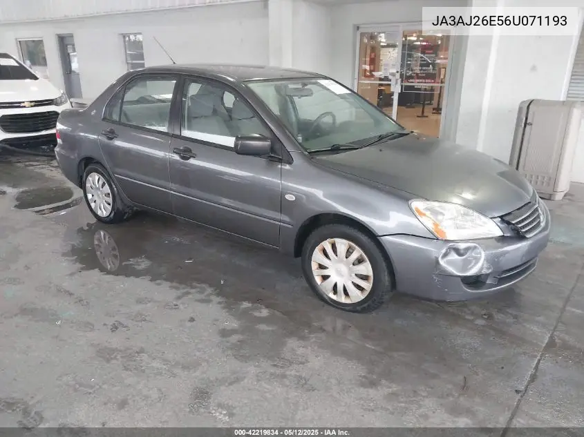 2006 Mitsubishi Lancer Es/Se VIN: JA3AJ26E56U071193 Lot: 42219834