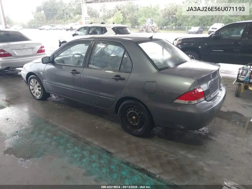 2006 Mitsubishi Lancer Es/Se VIN: JA3AJ26E56U071193 Lot: 42219834