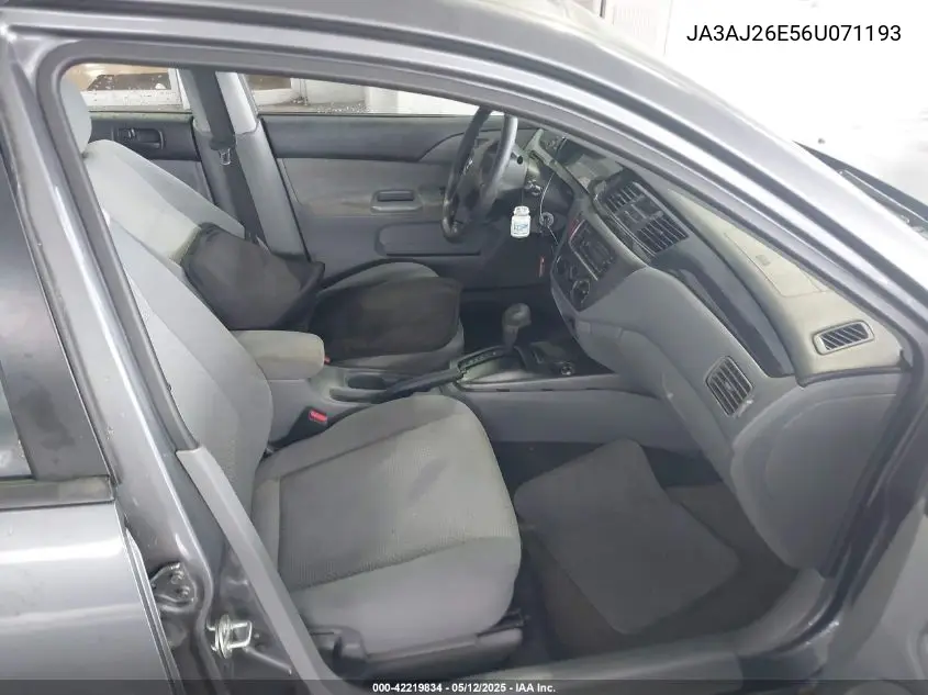 2006 Mitsubishi Lancer Es/Se VIN: JA3AJ26E56U071193 Lot: 42219834