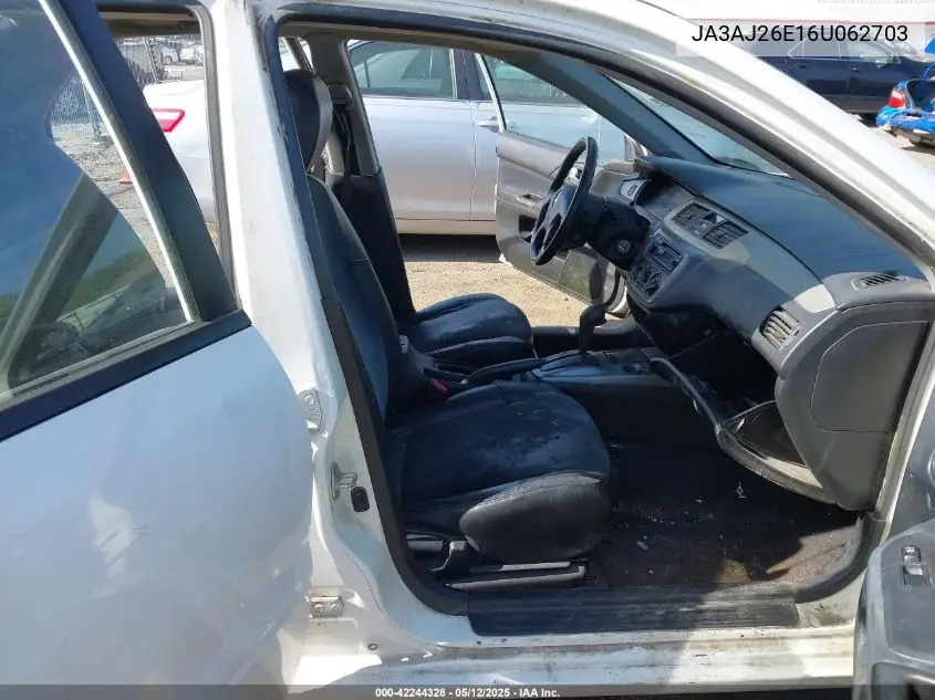 2006 Mitsubishi Lancer Es/Se VIN: JA3AJ26E16U062703 Lot: 42244328