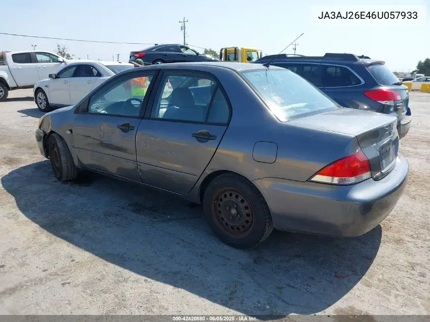 2006 Mitsubishi Lancer Es/Se VIN: JA3AJ26E46U057933 Lot: 42420880