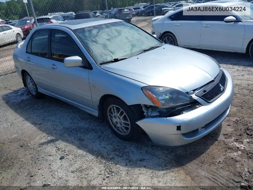 2006 Mitsubishi Lancer Oz Rally VIN: JA3AJ86EX6U034224 Lot: 42458086