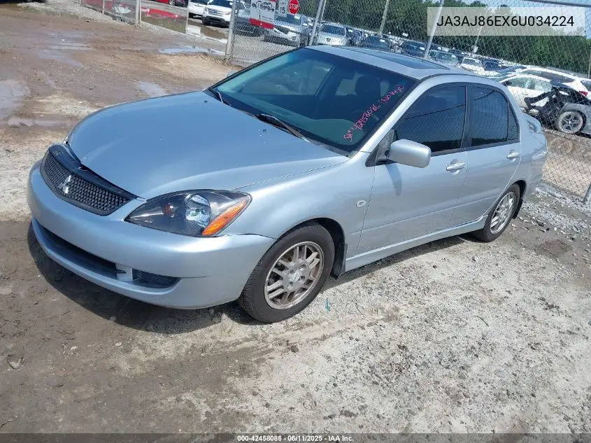 2006 Mitsubishi Lancer Oz Rally VIN: JA3AJ86EX6U034224 Lot: 42458086