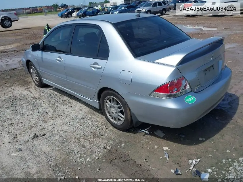 2006 Mitsubishi Lancer Oz Rally VIN: JA3AJ86EX6U034224 Lot: 42458086