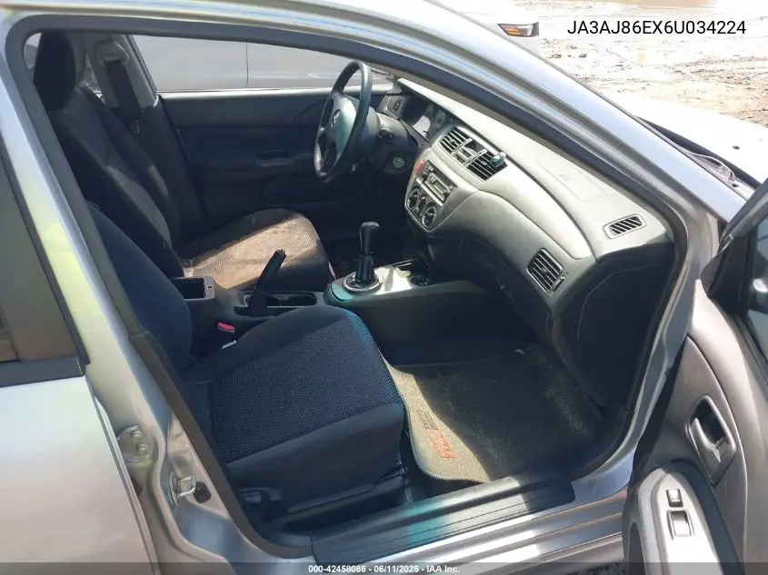 2006 Mitsubishi Lancer Oz Rally VIN: JA3AJ86EX6U034224 Lot: 42458086