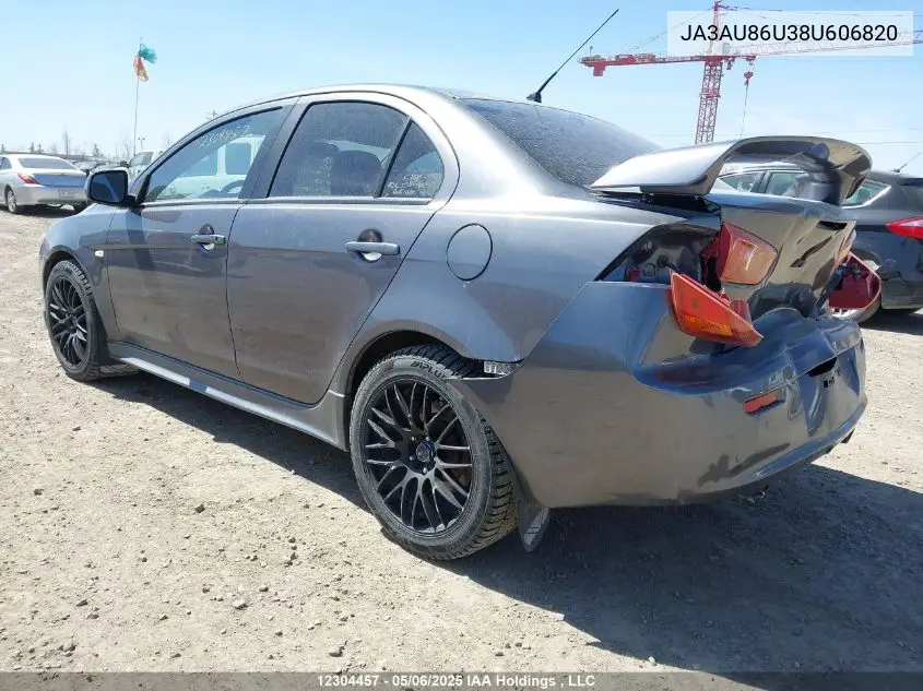 2008 Mitsubishi Lancer Gts VIN: JA3AU86U38U606820 Lot: 12304457