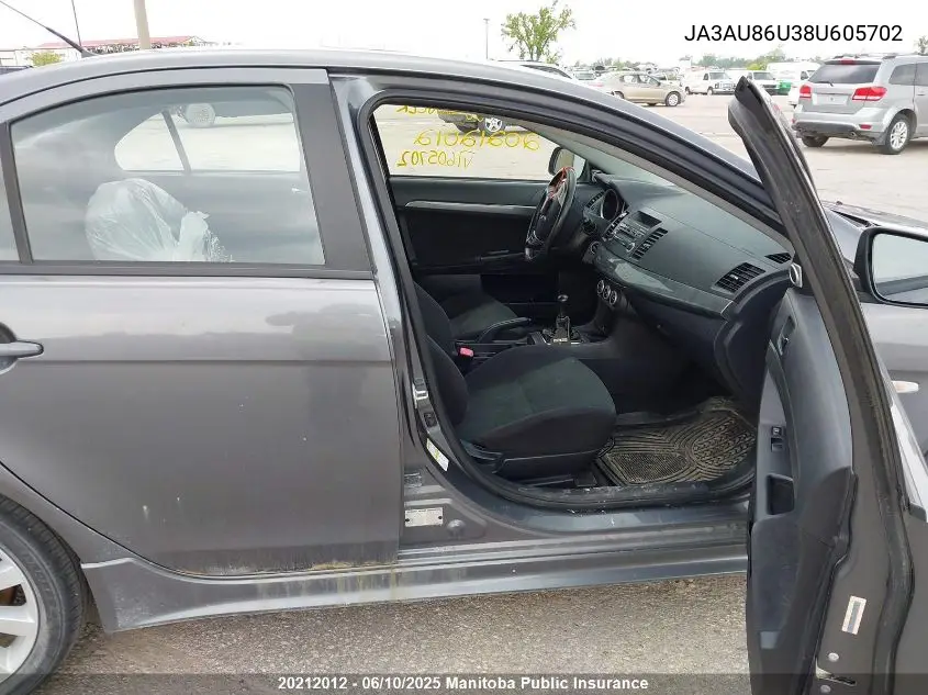 2008 Mitsubishi Lancer Gts VIN: JA3AU86U38U605702 Lot: 20212012