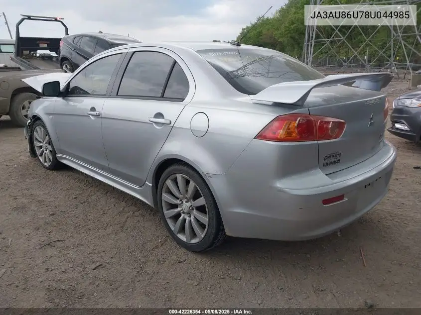 2008 Mitsubishi Lancer Gts VIN: JA3AU86U78U044985 Lot: 42226354