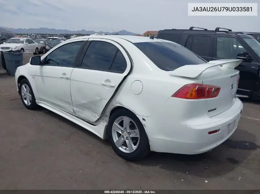 2009 Mitsubishi Lancer Es/Es-Sport VIN: JA3AU26U79U033581 Lot: 42248345