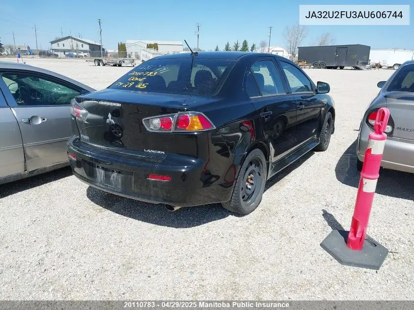 2010 Mitsubishi Lancer Se VIN: JA32U2FU3AU606744 Lot: 20110783