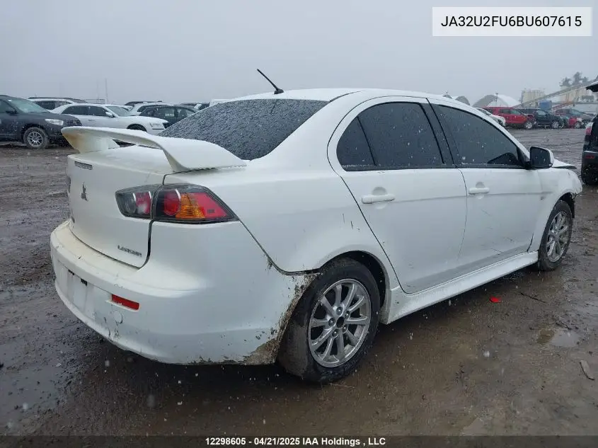 2011 Mitsubishi Lancer Es/Es Sport VIN: JA32U2FU6BU607615 Lot: 12298605