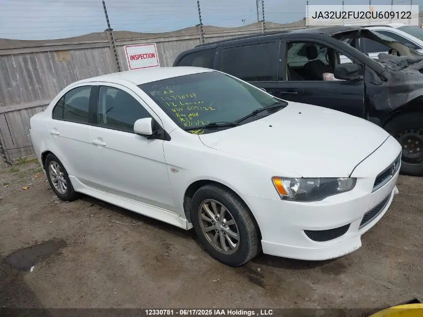 2012 Mitsubishi Lancer Es/Es Sport VIN: JA32U2FU2CU609122 Lot: 12330781