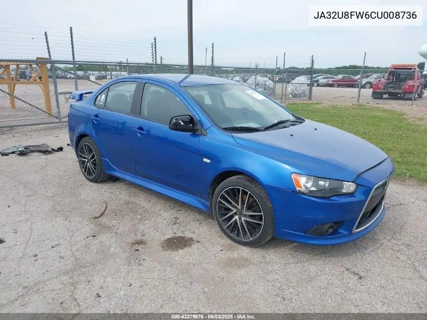 2012 Mitsubishi Lancer Gt VIN: JA32U8FW6CU008736 Lot: 42379676