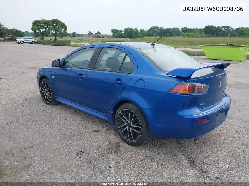 2012 Mitsubishi Lancer Gt VIN: JA32U8FW6CU008736 Lot: 42379676