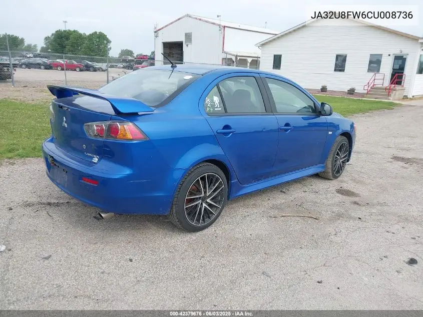 2012 Mitsubishi Lancer Gt VIN: JA32U8FW6CU008736 Lot: 42379676