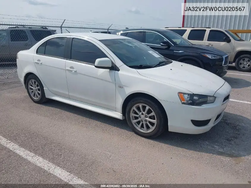 2012 Mitsubishi Lancer Se VIN: JA32V2FW0CU020567 Lot: 42392482