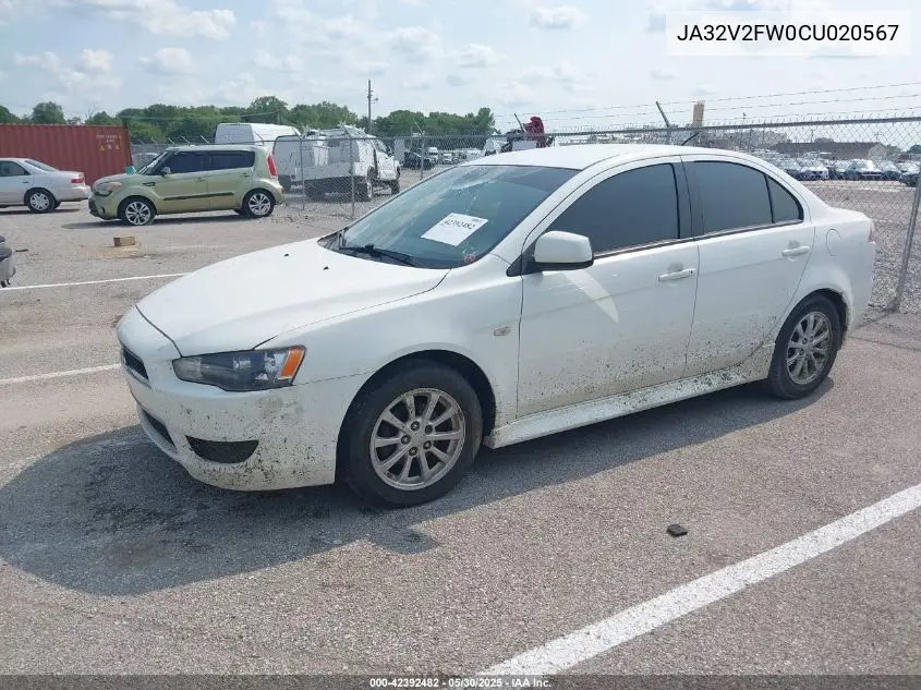 2012 Mitsubishi Lancer Se VIN: JA32V2FW0CU020567 Lot: 42392482