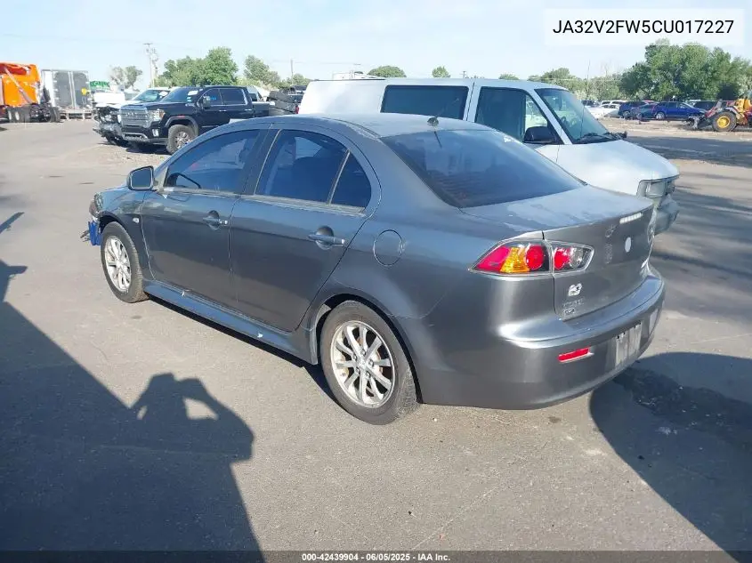 2012 Mitsubishi Lancer Se VIN: JA32V2FW5CU017227 Lot: 42439904