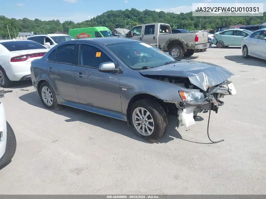 2012 Mitsubishi Lancer Se VIN: JA32V2FW4CU010351 Lot: 42496968