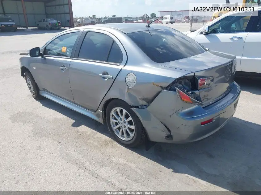 2012 Mitsubishi Lancer Se VIN: JA32V2FW4CU010351 Lot: 42496968