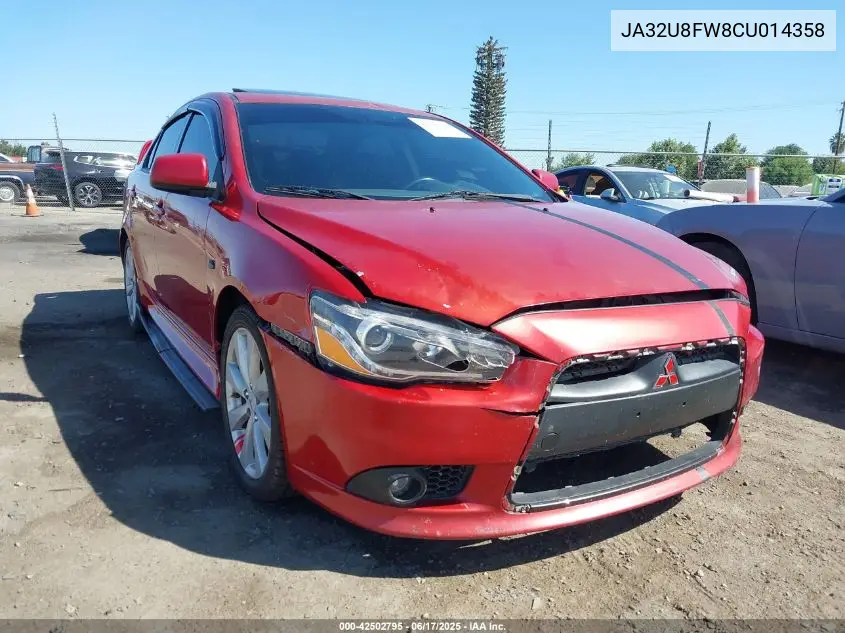 2012 Mitsubishi Lancer Gt VIN: JA32U8FW8CU014358 Lot: 42502795