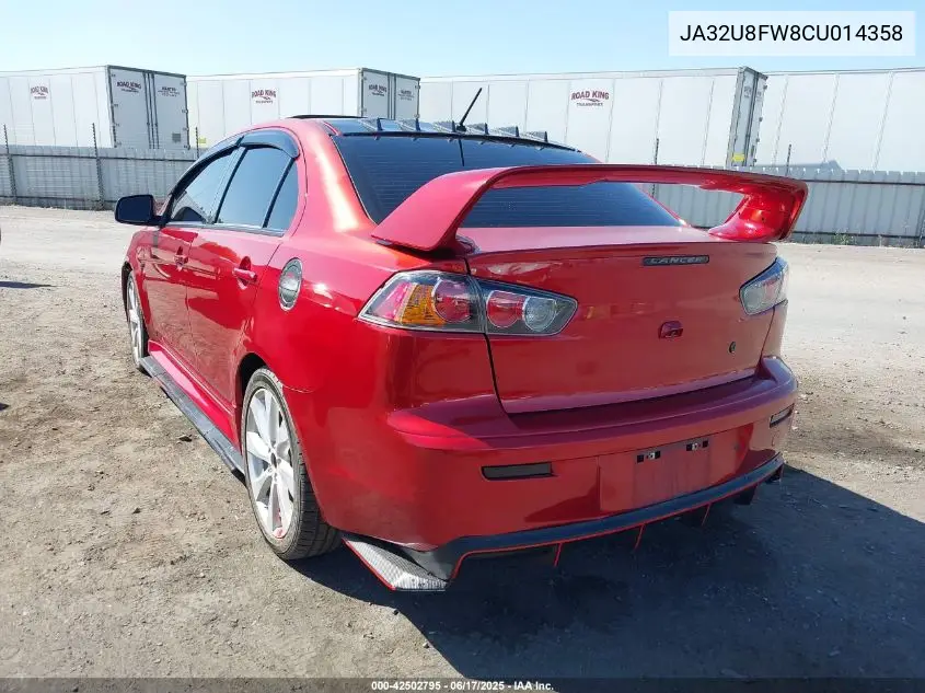 2012 Mitsubishi Lancer Gt VIN: JA32U8FW8CU014358 Lot: 42502795