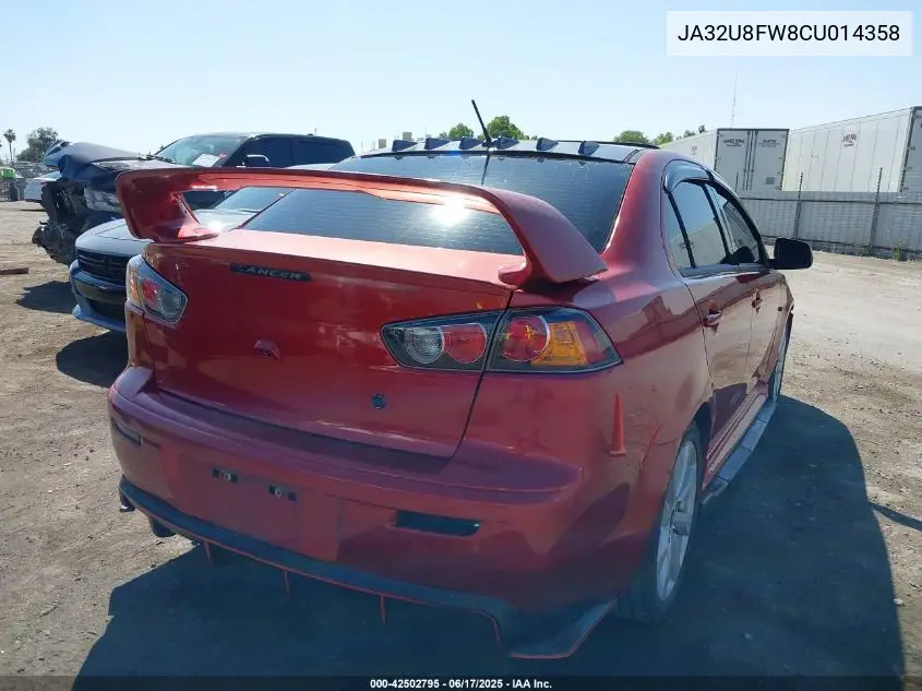 2012 Mitsubishi Lancer Gt VIN: JA32U8FW8CU014358 Lot: 42502795