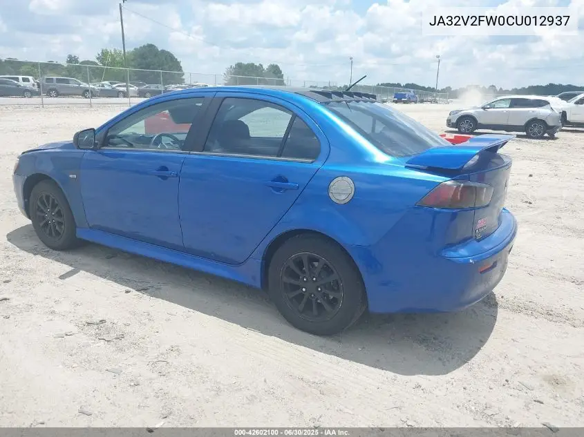 2012 Mitsubishi Lancer Se VIN: JA32V2FW0CU012937 Lot: 42602100