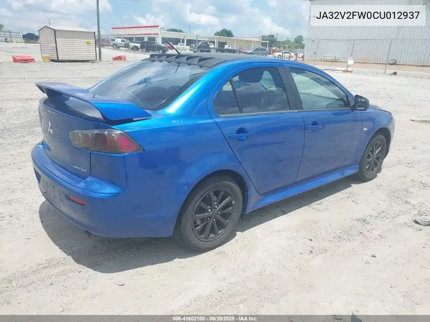 2012 Mitsubishi Lancer Se VIN: JA32V2FW0CU012937 Lot: 42602100