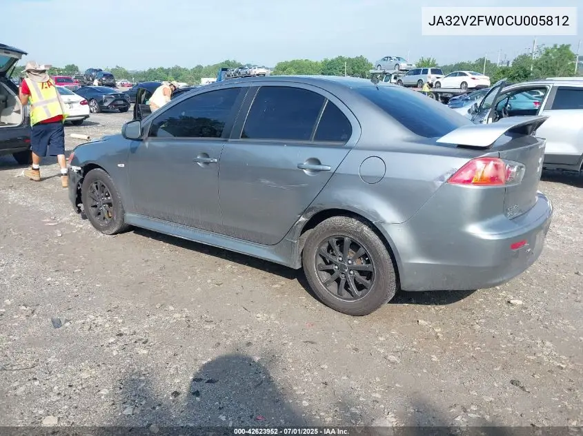 2012 Mitsubishi Lancer Se VIN: JA32V2FW0CU005812 Lot: 42623952