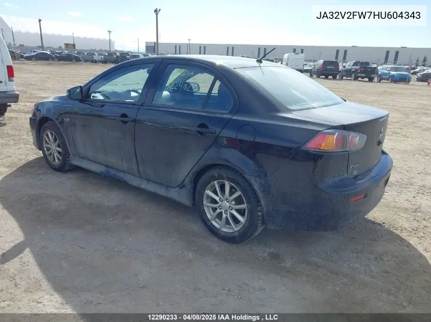 2017 Mitsubishi Lancer Es/Se/Sel VIN: JA32V2FW7HU604343 Lot: 12290233