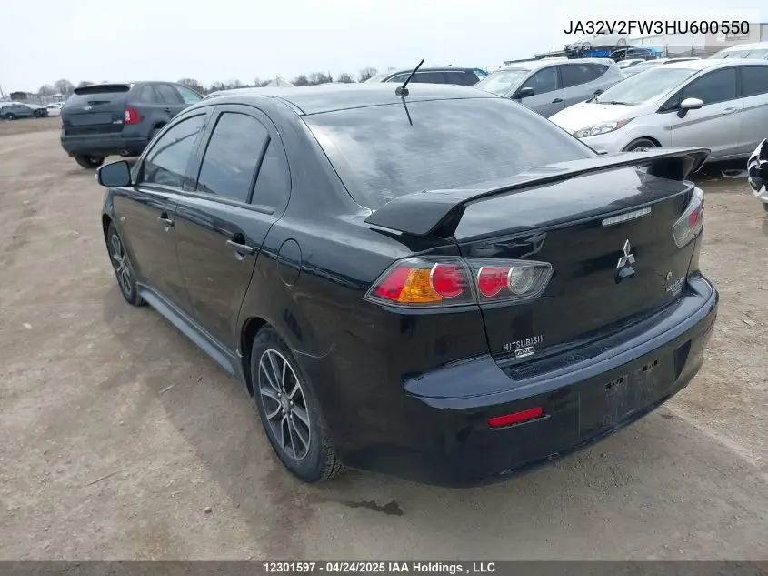2017 Mitsubishi Lancer Es/Gts/Se Anniversary Edition/Se Black Edition/Se Ltd VIN: JA32V2FW3HU600550 Lot: 12301597