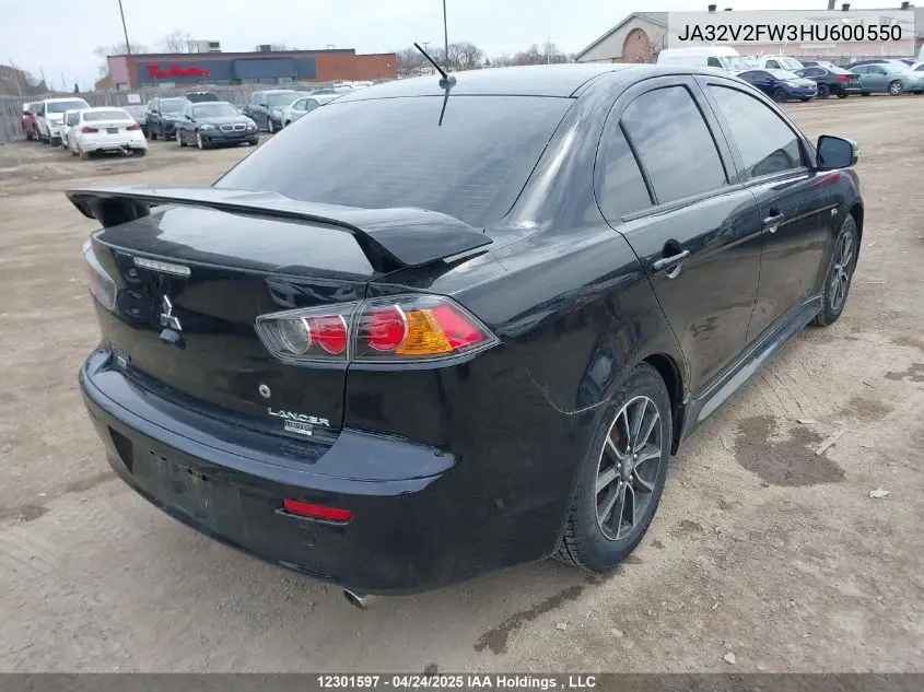 2017 Mitsubishi Lancer Es/Gts/Se Anniversary Edition/Se Black Edition/Se Ltd VIN: JA32V2FW3HU600550 Lot: 12301597