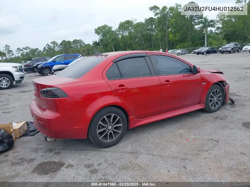 2017 Mitsubishi Lancer Es VIN: JA32U2FU4HU012562 Lot: 41847065
