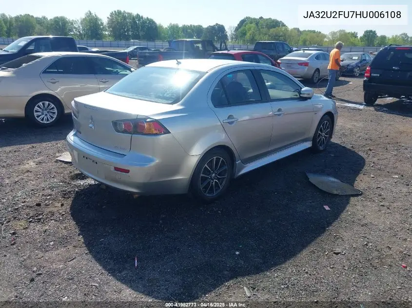 2017 Mitsubishi Lancer Es VIN: JA32U2FU7HU006108 Lot: 41982773