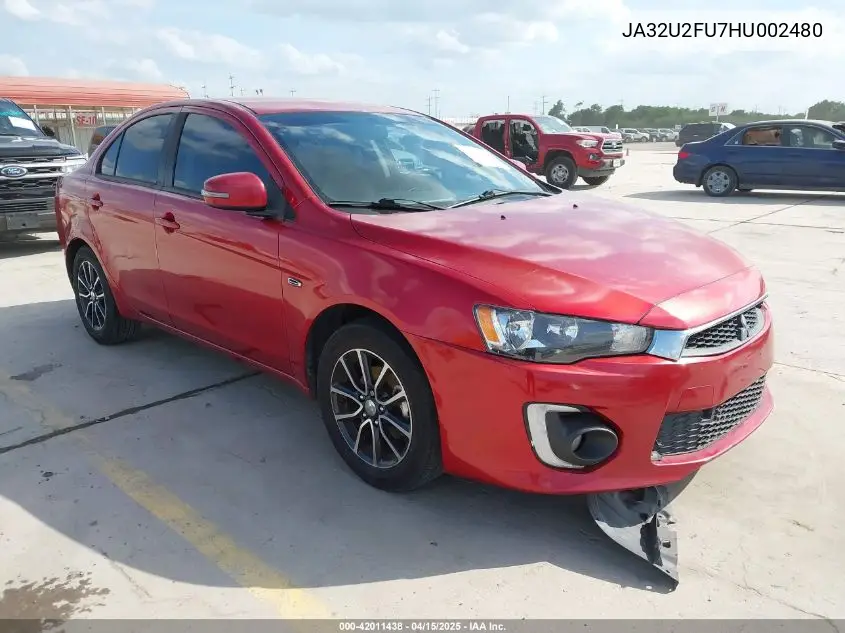 2017 Mitsubishi Lancer Es/Le VIN: JA32U2FU7HU002480 Lot: 42011438