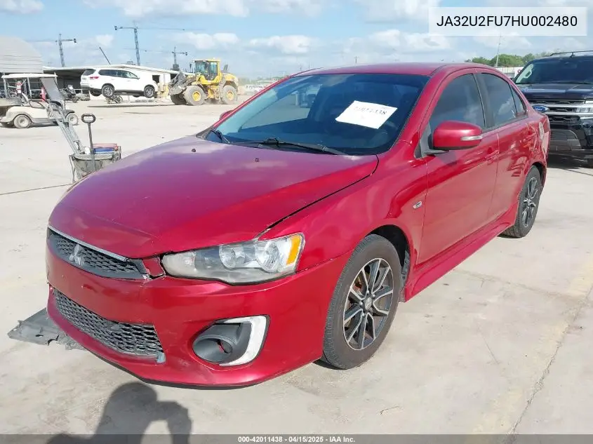 2017 Mitsubishi Lancer Es/Le VIN: JA32U2FU7HU002480 Lot: 42011438