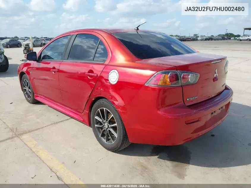 2017 Mitsubishi Lancer Es/Le VIN: JA32U2FU7HU002480 Lot: 42011438