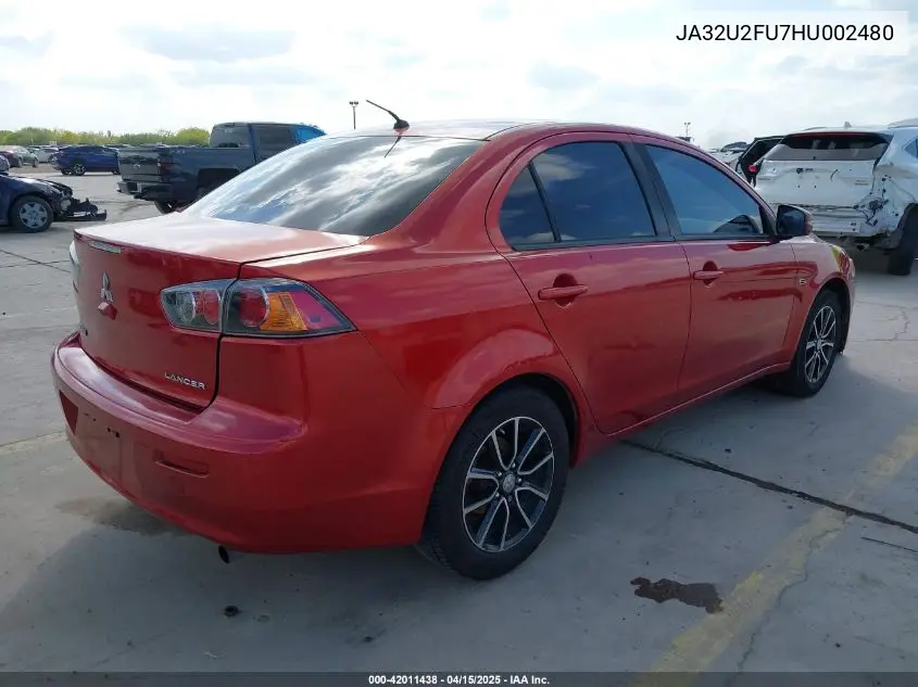2017 Mitsubishi Lancer Es/Le VIN: JA32U2FU7HU002480 Lot: 42011438